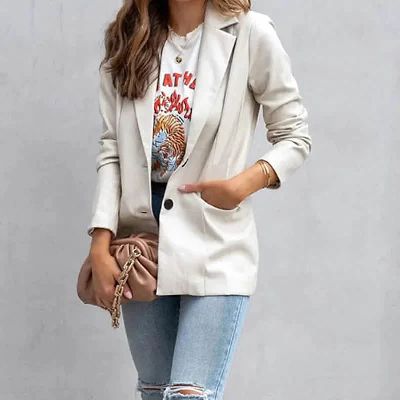 Blazer Femme Chaud Respirant Extérieur Bureau Rue Poche Simple Boutonnage Col Rabattu