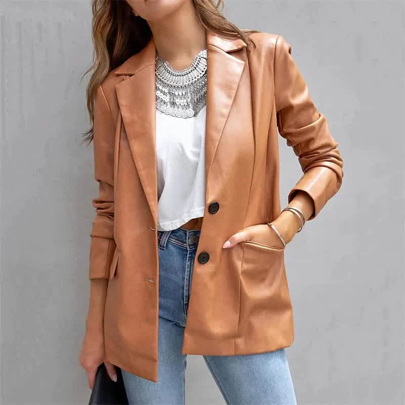 Blazer Femme Chaud Respirant Extérieur Bureau Rue Poche Simple Boutonnage Col Rabattu