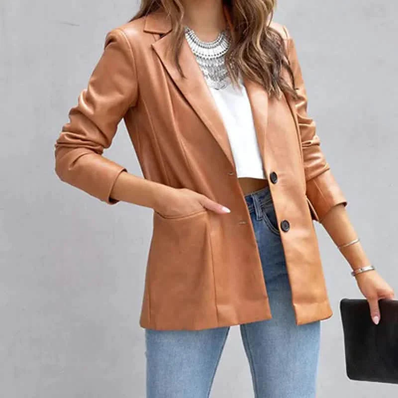 Blazer Femme Chaud Respirant Extérieur Bureau Rue Poche Simple Boutonnage Col Rabattu