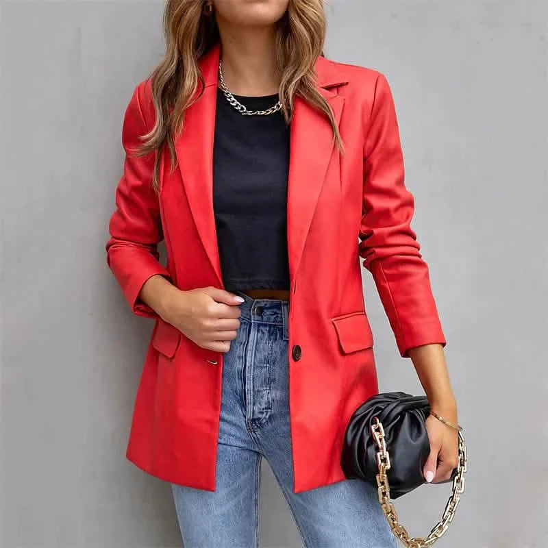 Blazer Femme Chaud Respirant Extérieur Bureau Rue Poche Simple Boutonnage Col Rabattu