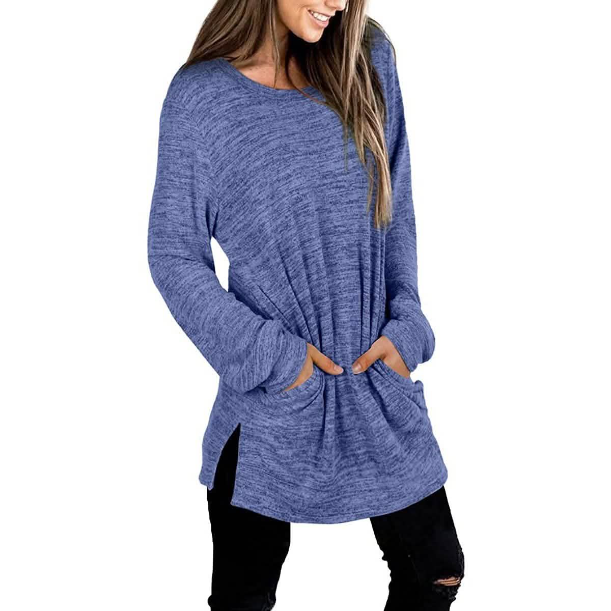 Sweat-shirts décontractés à manches longues et coupe ample pour femme