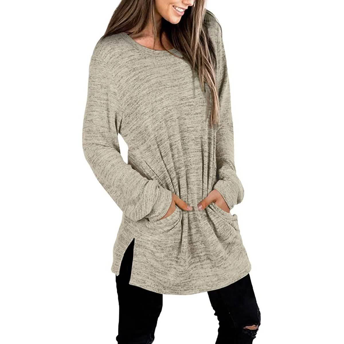 Sweat-shirts décontractés à manches longues et coupe ample pour femme