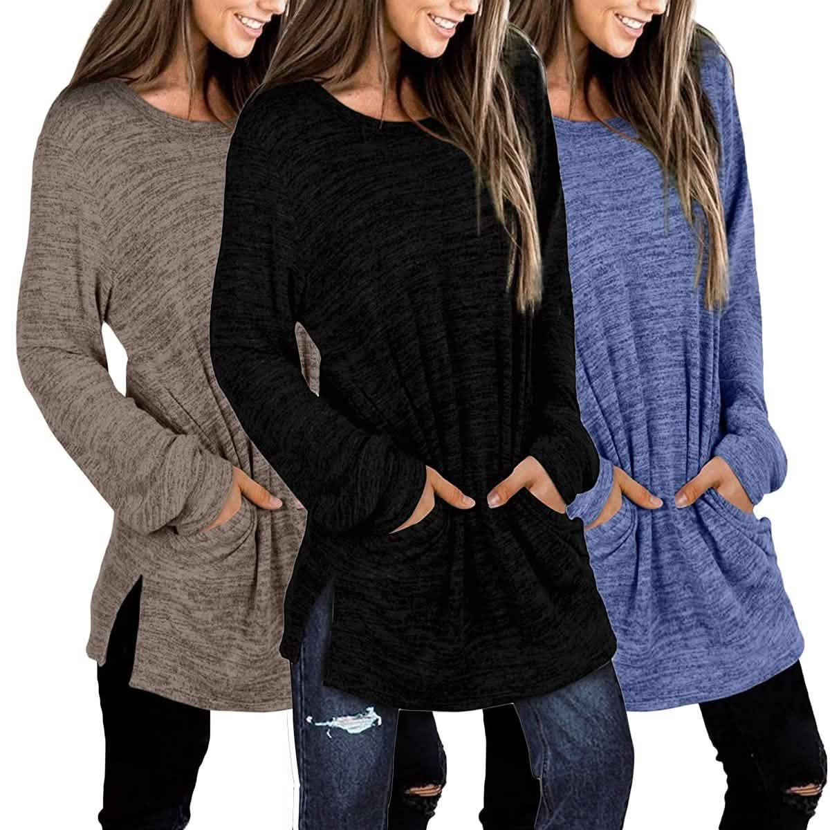 Sweat-shirts décontractés à manches longues et coupe ample pour femme