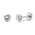 Women's Cubic Zirconia Surgical Stainless Steel Flat Back Earrings