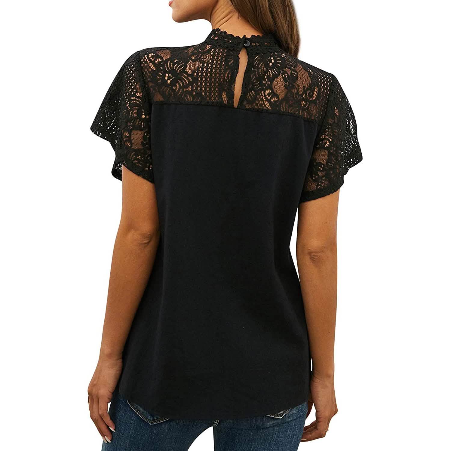 女性用かわいいレースシャツトップTシャツ