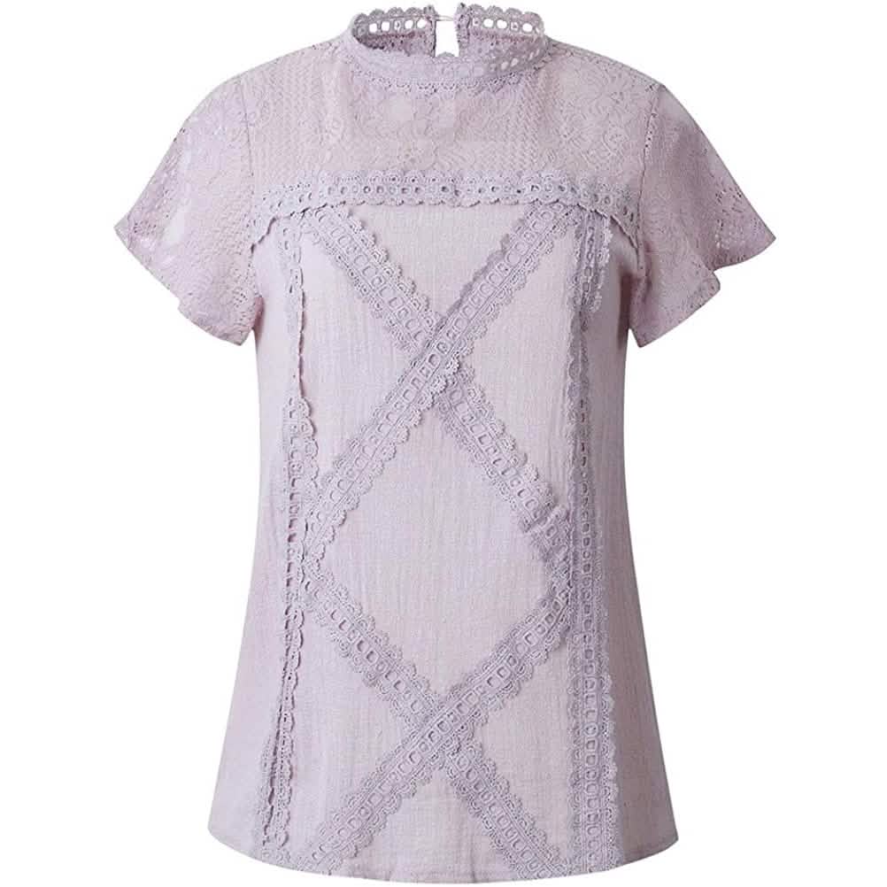 女性用かわいいレースシャツトップTシャツ