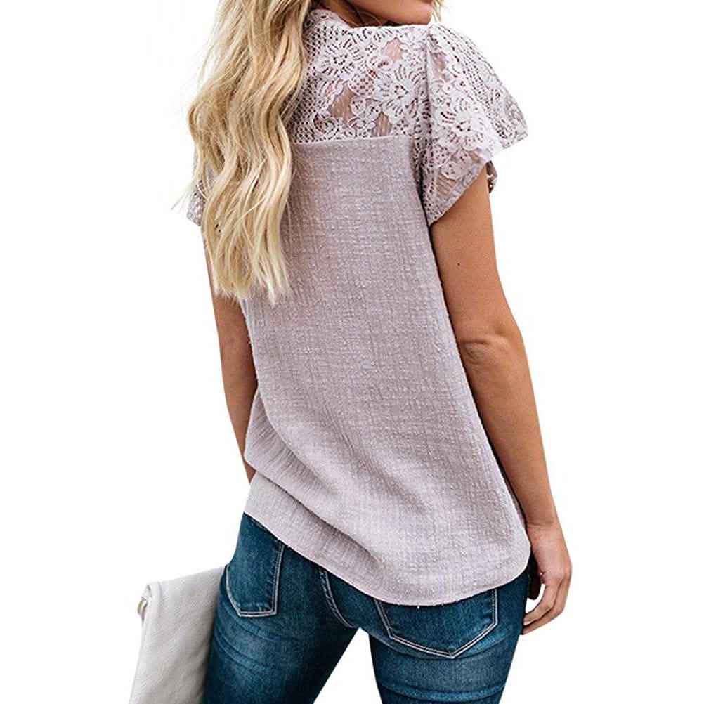 女性用かわいいレースシャツトップTシャツ