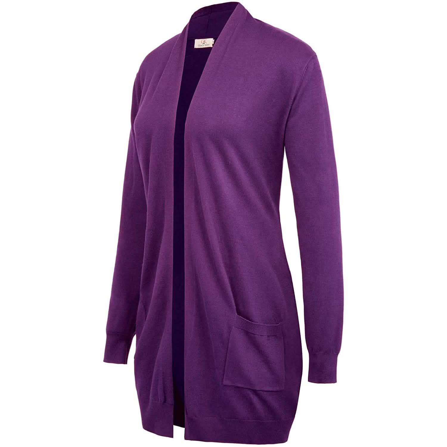 Women's Essential Solid Open Front Long Knited Cardigan Sweater