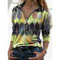 Women's Everyday V Neck Printed Long Sleeves