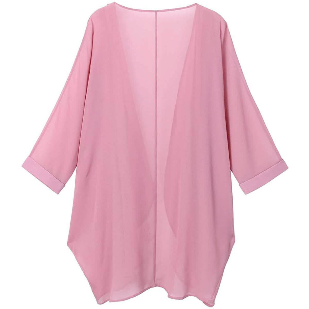女性用花柄シアーシフォンゆったりキモノカーディガンケープ