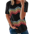 T-shirt col rond graphique ample et décontracté pour femme