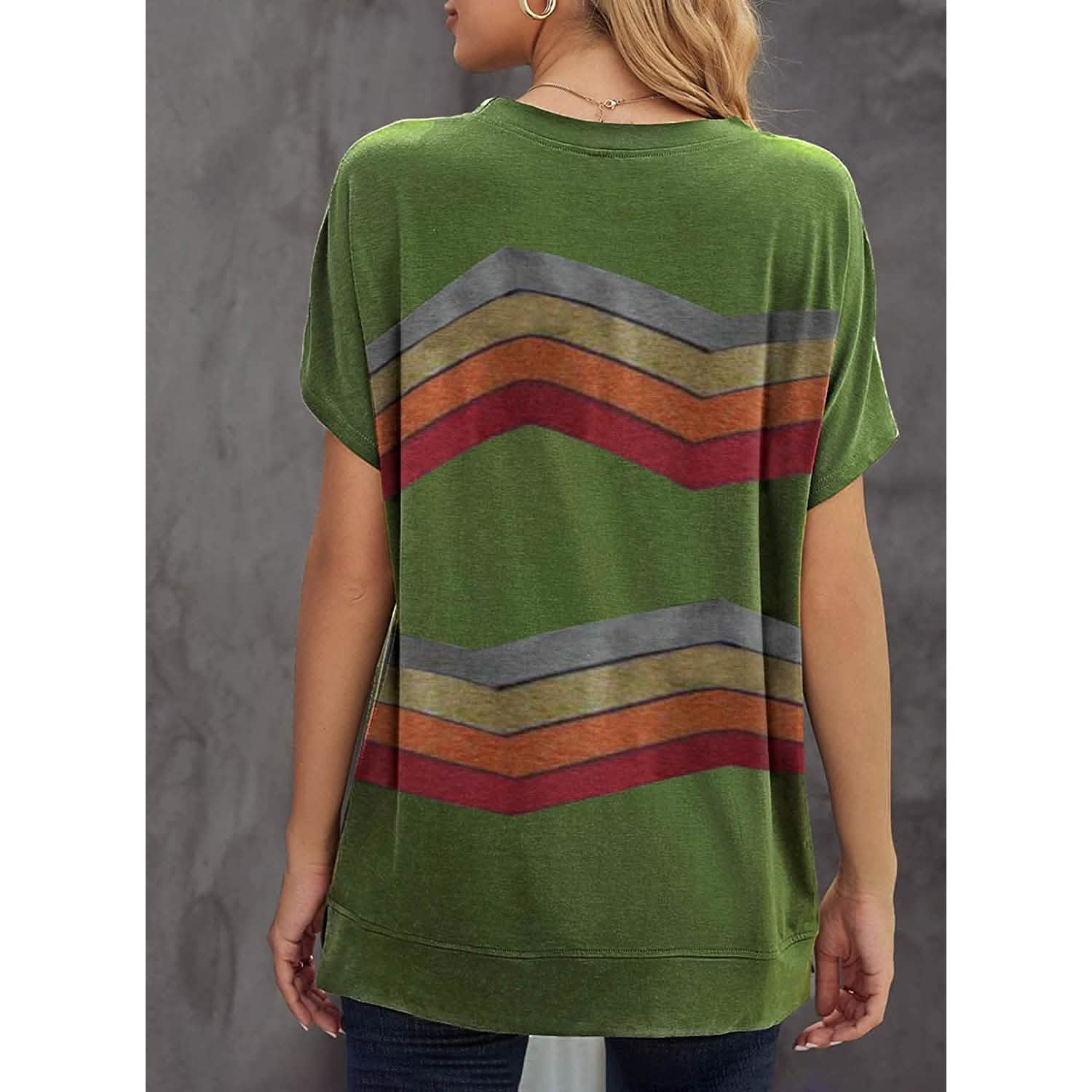 T-shirt col rond graphique ample et décontracté pour femme