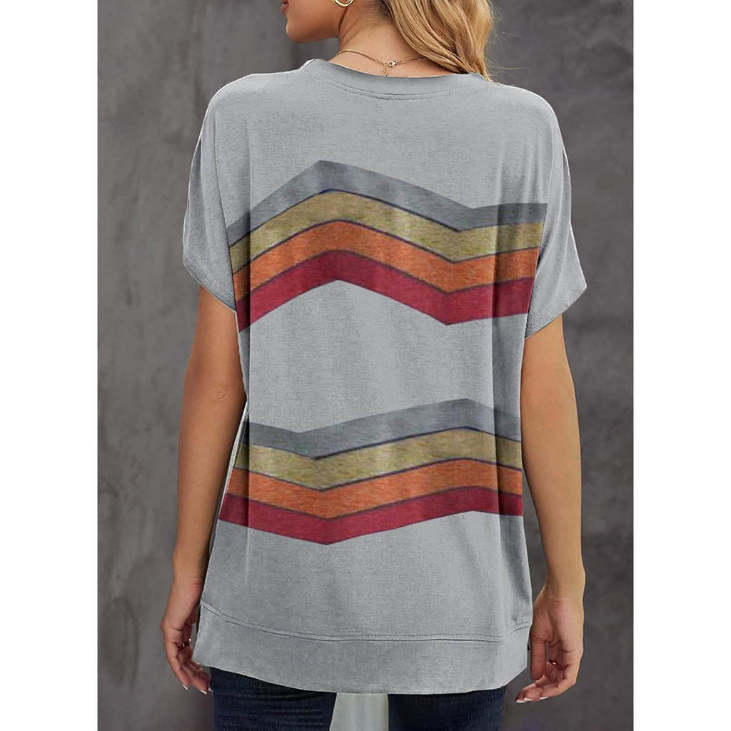 T-shirt col rond graphique ample et décontracté pour femme