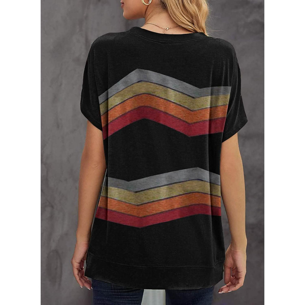 T-shirt col rond graphique ample et décontracté pour femme