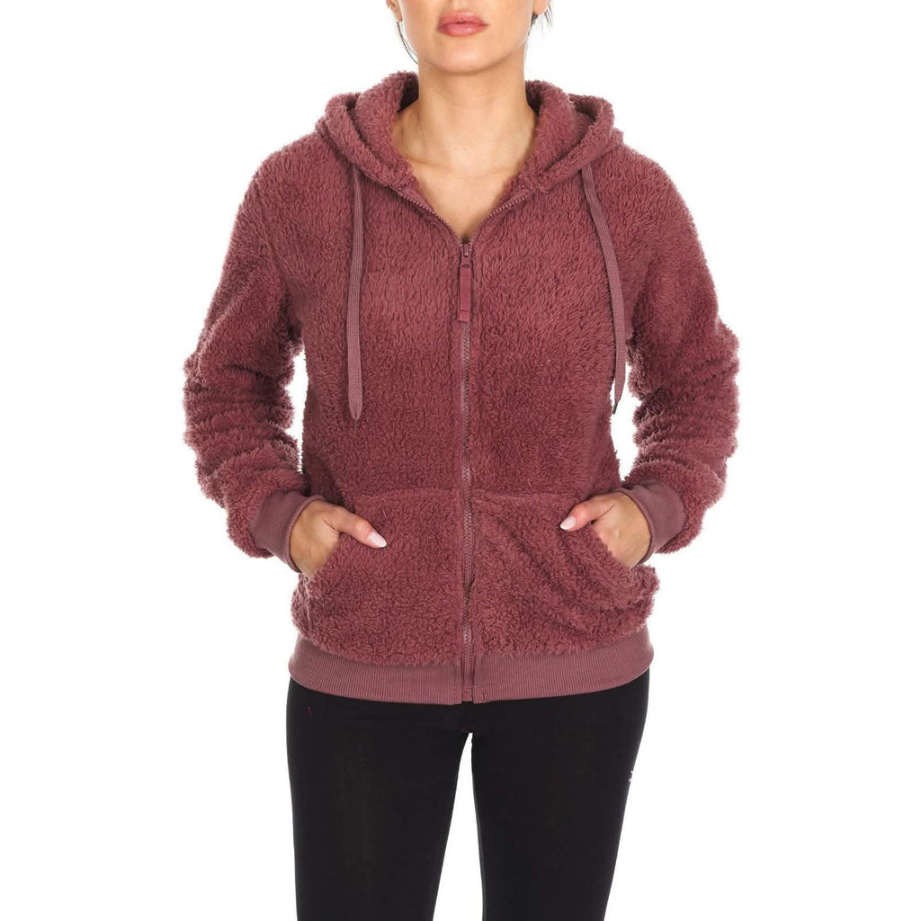 Women's Inner and Outer Sherpa Hoodie Sweatshirt Jacket