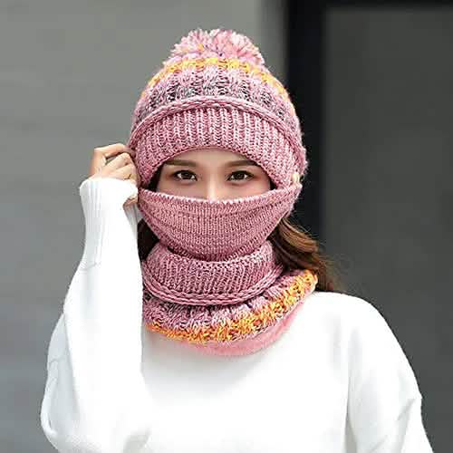 女性用ニット帽・マフラー・マスクセット