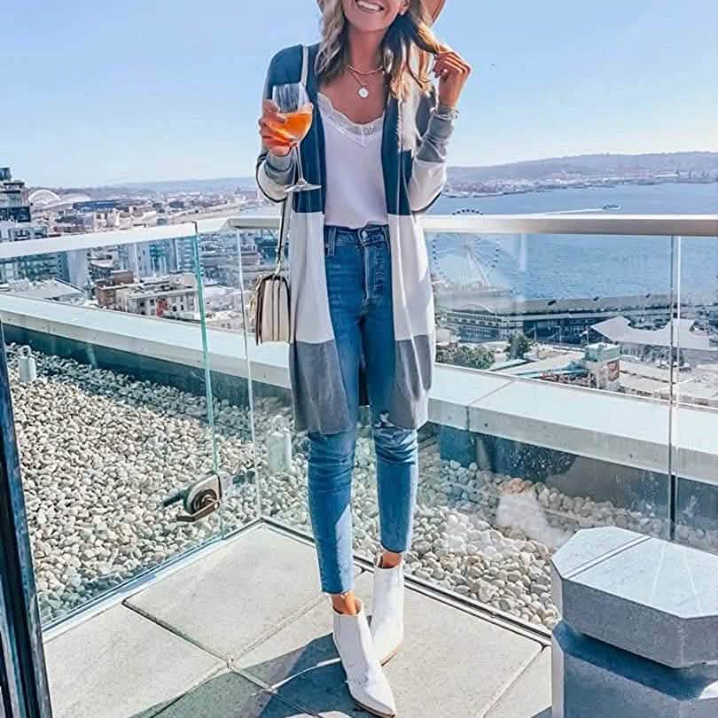 Manteau cardigan long pour femme