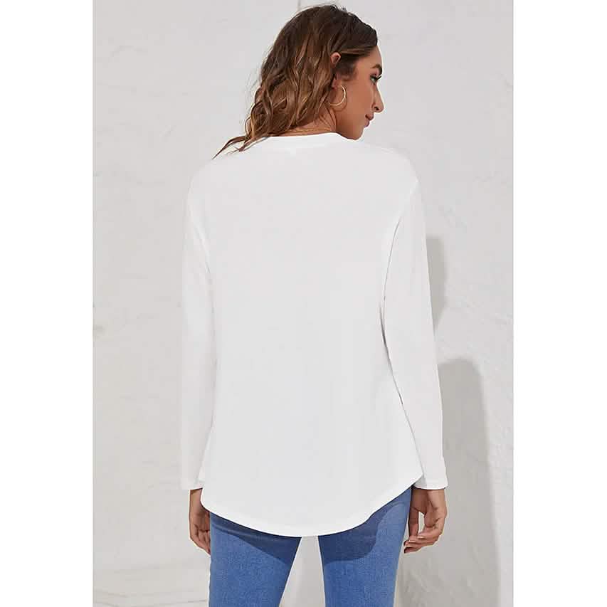 T-shirt col rond à manches longues pour femme