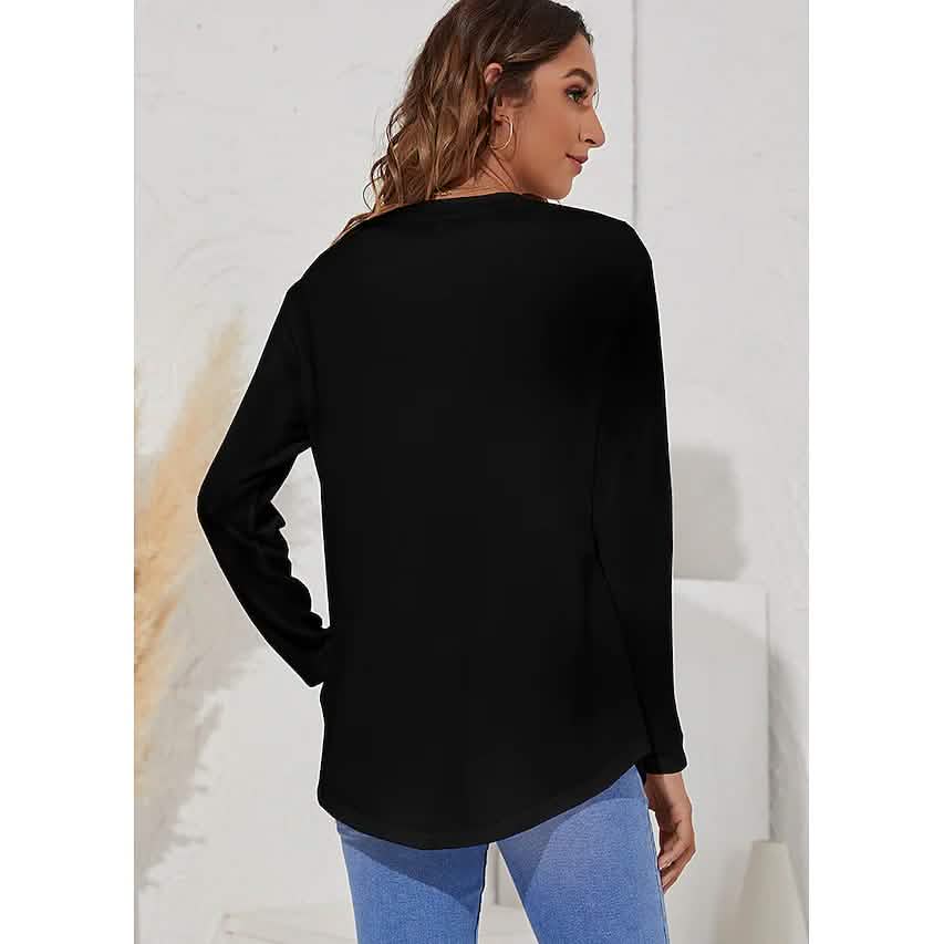 T-shirt col rond à manches longues pour femme