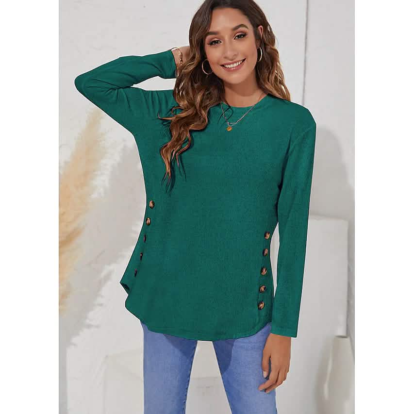 T-shirt col rond à manches longues pour femme