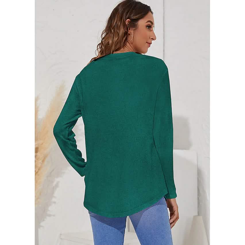 T-shirt col rond à manches longues pour femme