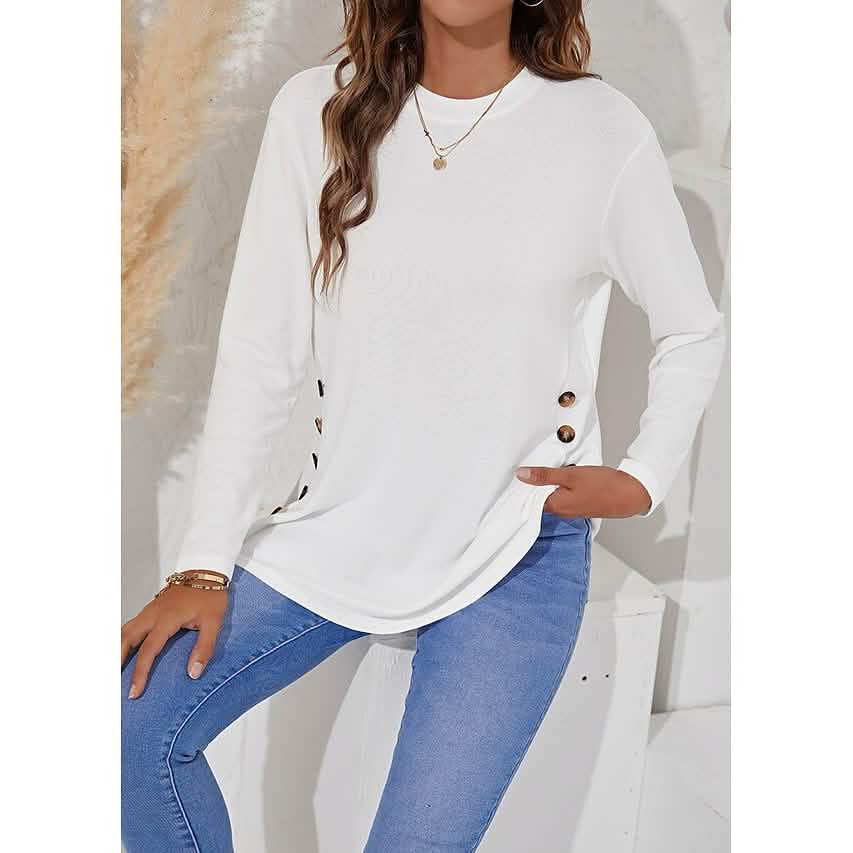 T-shirt col rond à manches longues pour femme