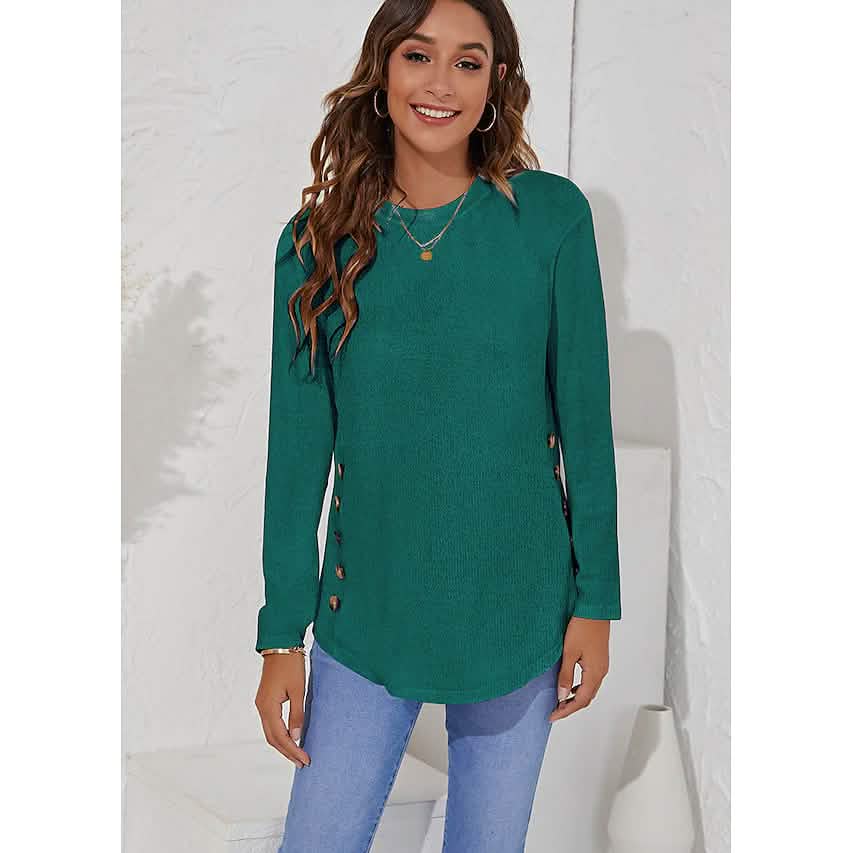 T-shirt col rond à manches longues pour femme
