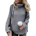 Haut pull col roulé épais en maille à manches longues pour femme