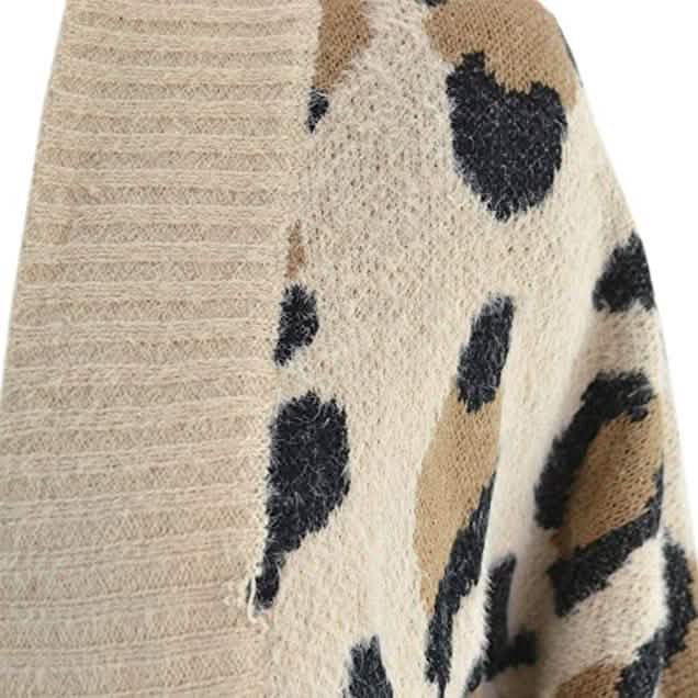 Gilet tricoté à manches longues imprimé léopard pour femme