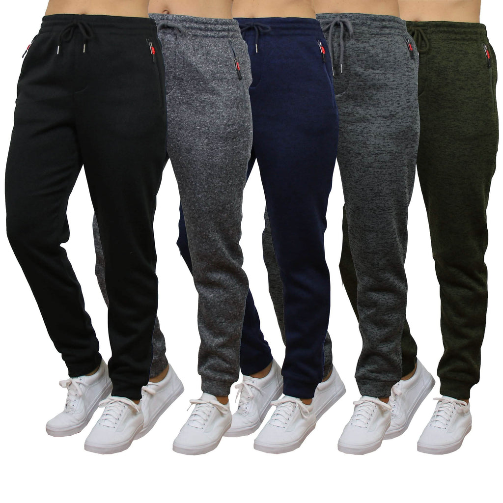 Pantalon de jogging molletonné chiné ample pour femme avec poches zippées
