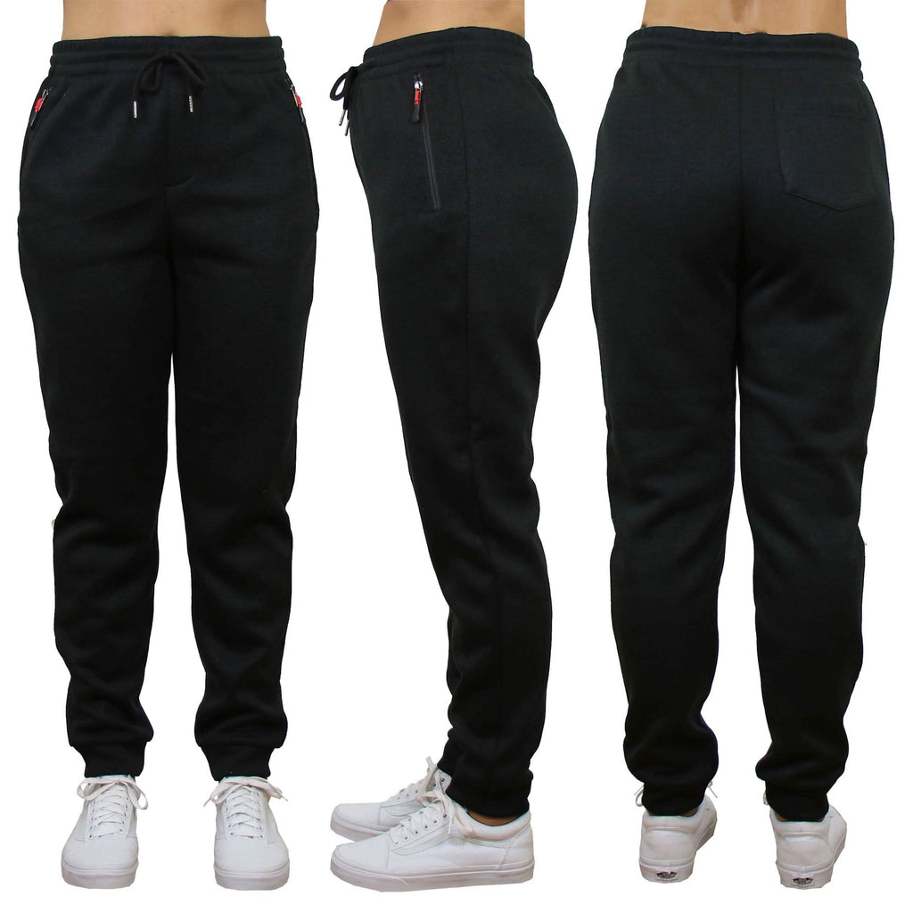 Pantalon de jogging molletonné chiné ample pour femme avec poches zippées