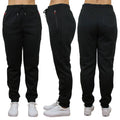 Pantalon de jogging molletonné chiné ample pour femme avec poches zippées