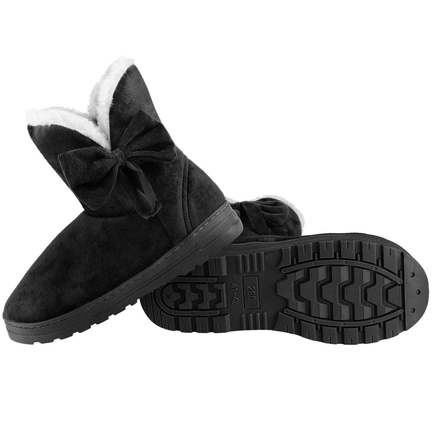 Womens Mid-Calf Winter Shoes with Anti Slip Rubber Base Bowknot