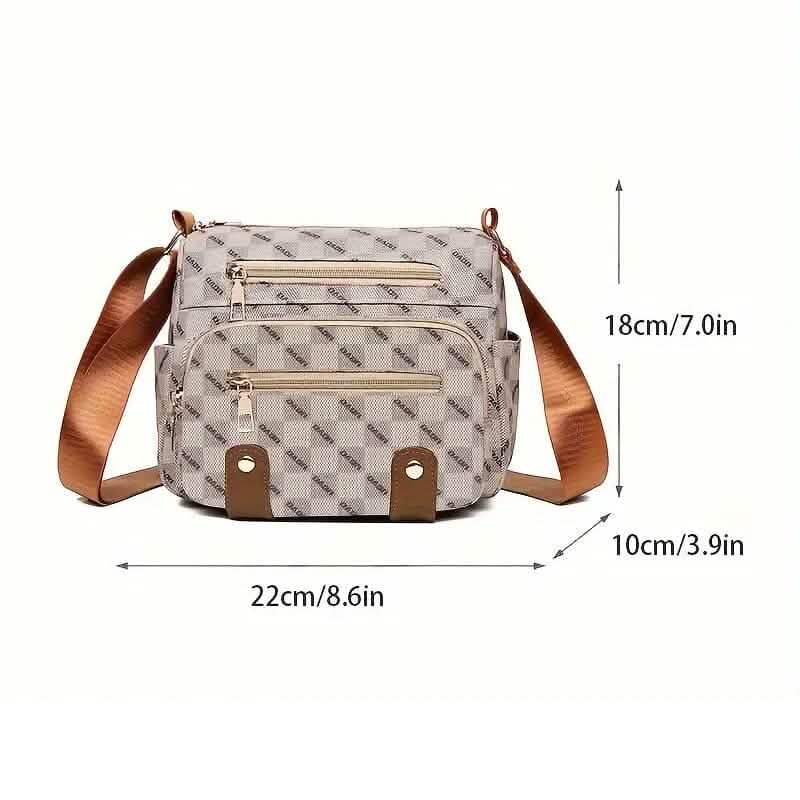 Sac bandoulière à carreaux multi-poches pour femme