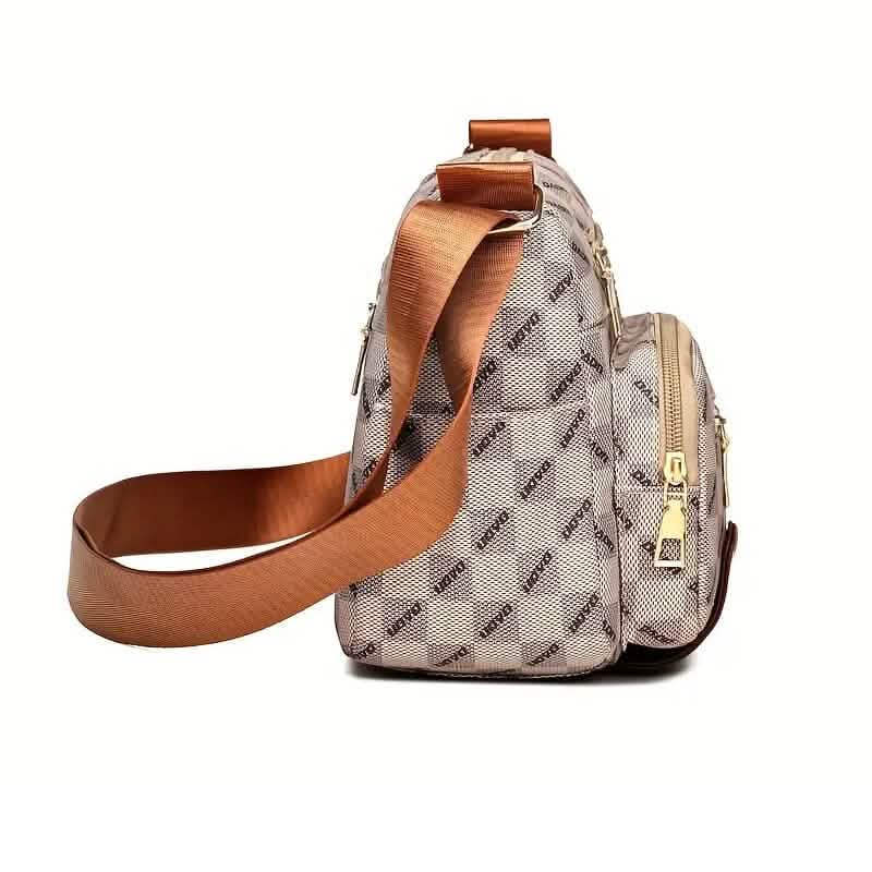 Sac bandoulière à carreaux multi-poches pour femme