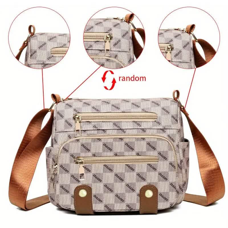 Sac bandoulière à carreaux multi-poches pour femme