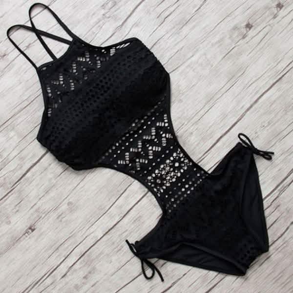 Maillot de bain une pièce en crochet uni pour femme