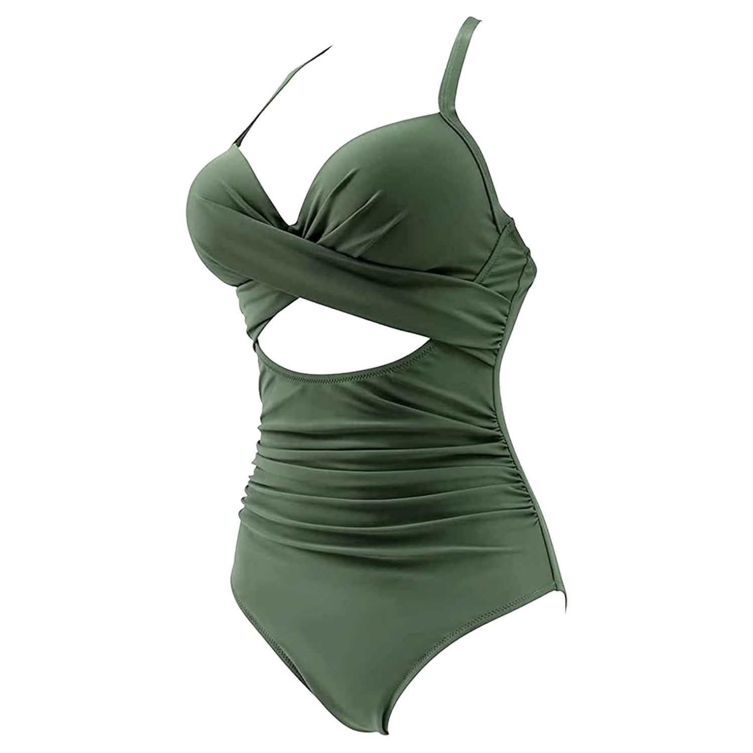 Maillot de bain une pièce taille haute gainant pour femme avec découpe