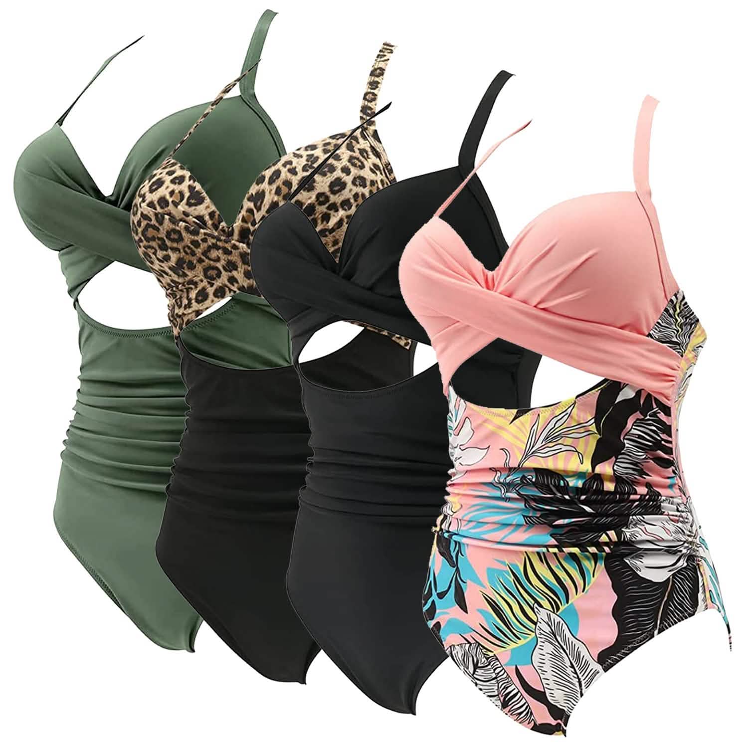 Maillot de bain une pièce taille haute gainant pour femme avec découpe