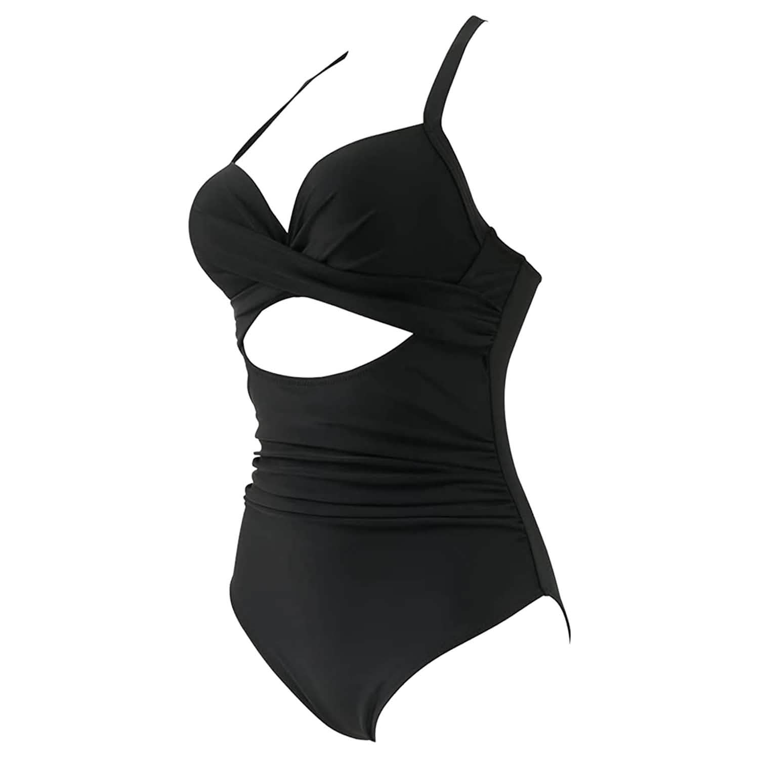 Maillot de bain une pièce taille haute gainant pour femme avec découpe
