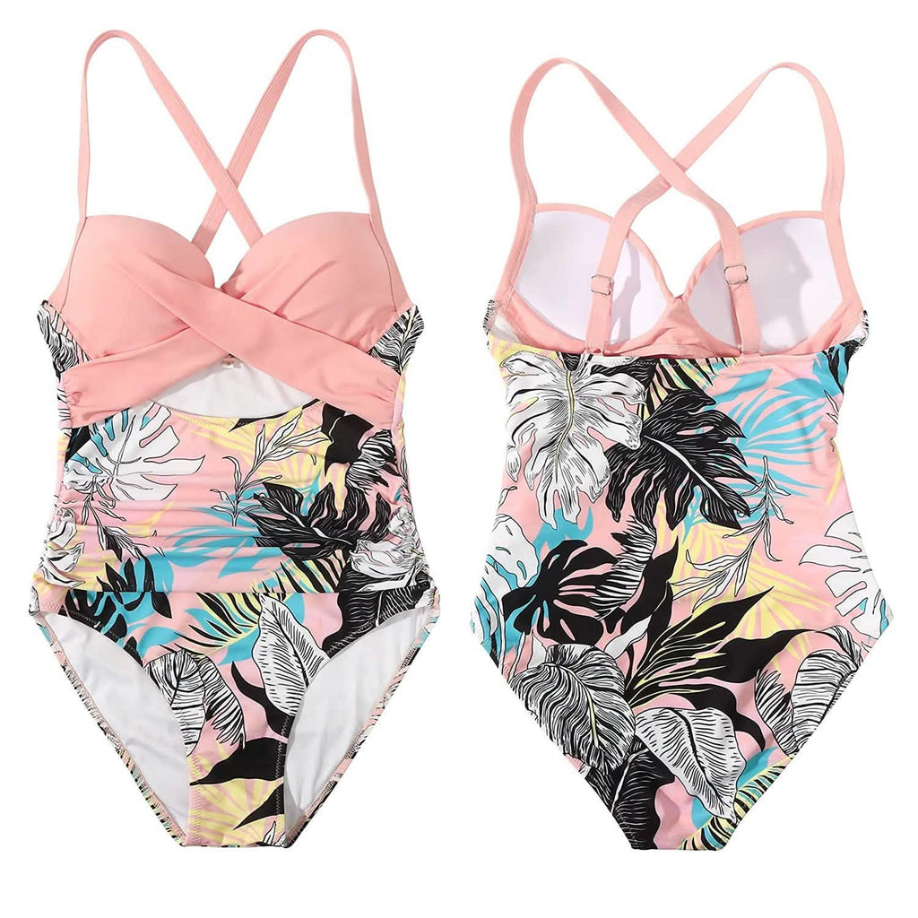 Maillot de bain une pièce taille haute gainant pour femme avec découpe