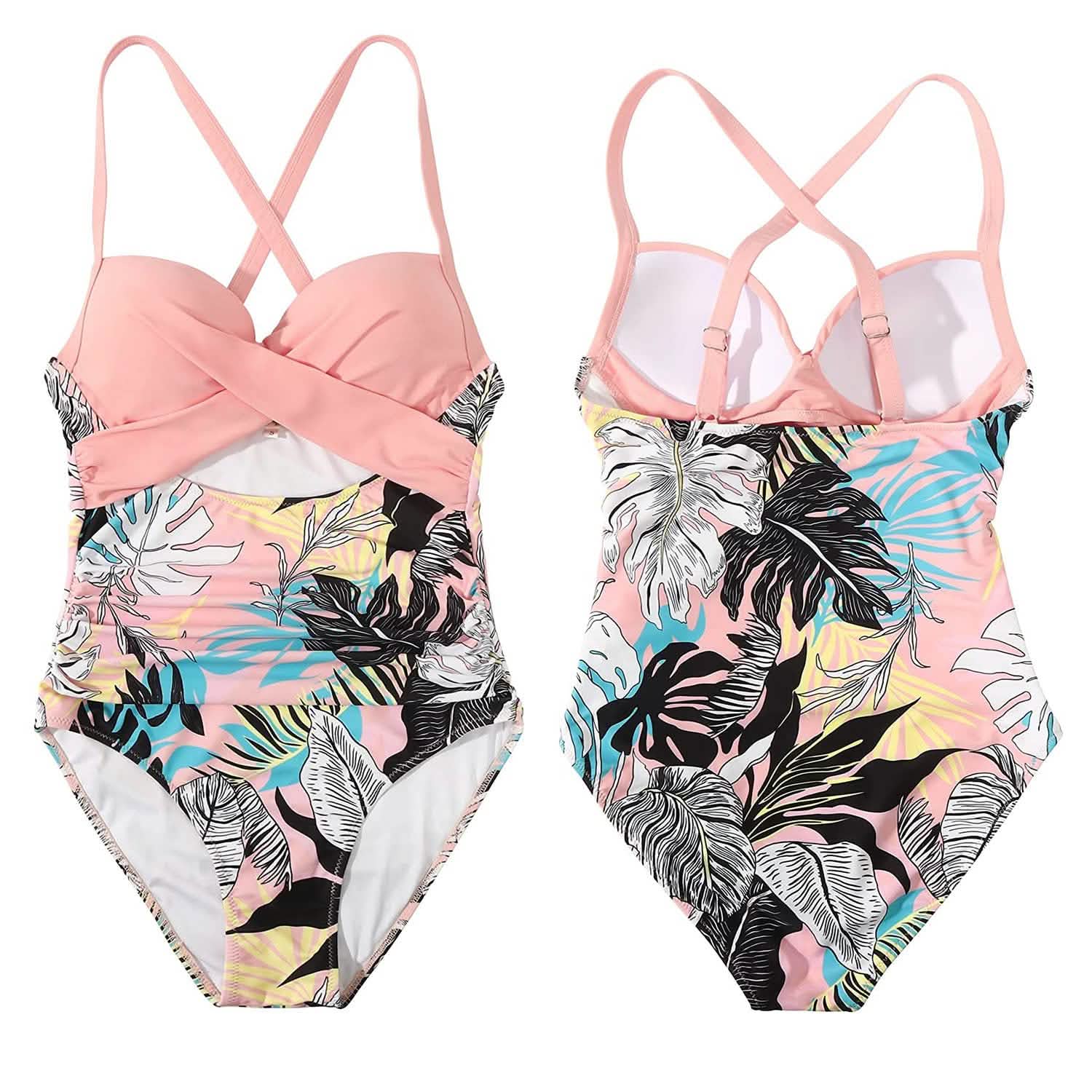 Maillot de bain une pièce taille haute gainant pour femme avec découpe