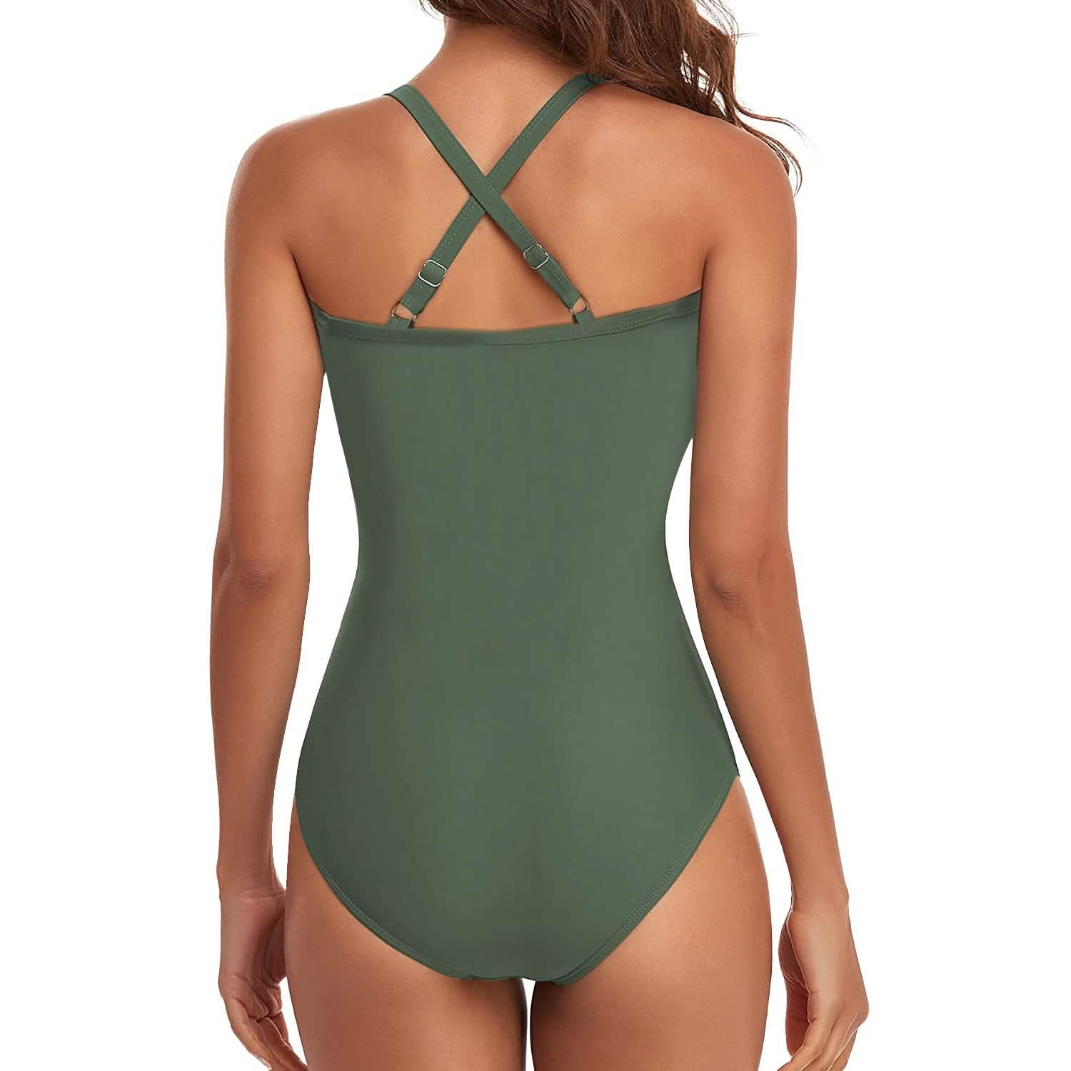 Maillot de bain une pièce taille haute gainant pour femme avec découpe