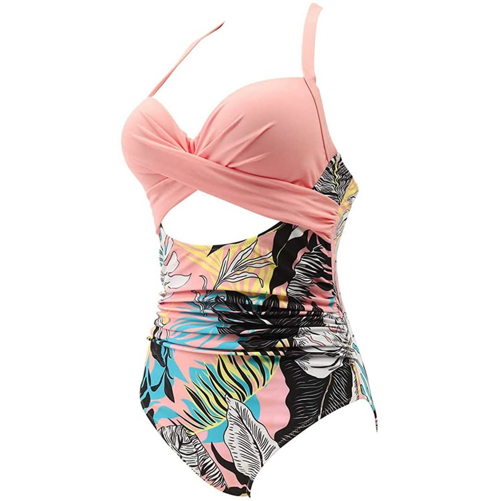 Maillot de bain une pièce taille haute gainant pour femme avec découpe