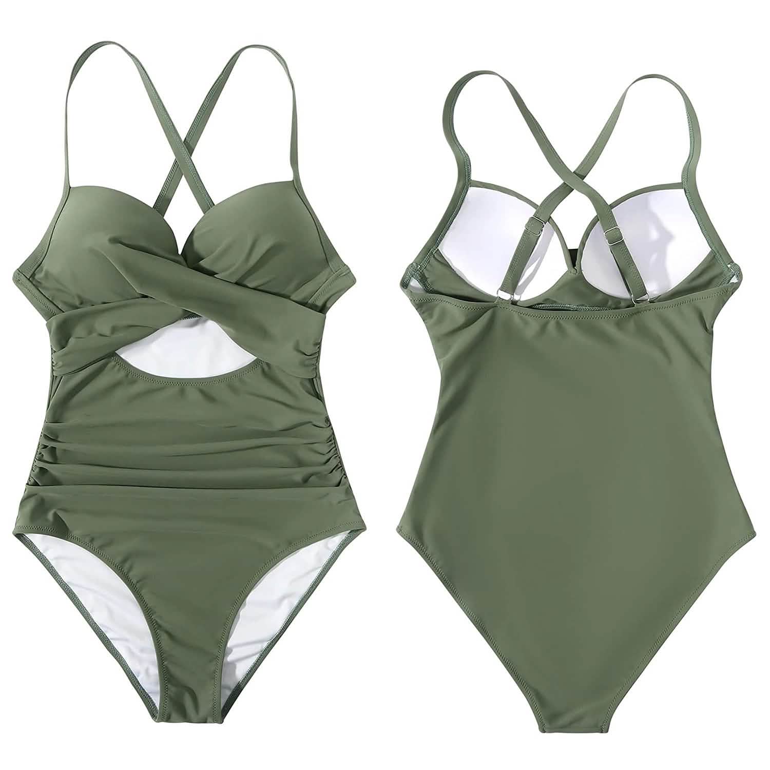 Maillot de bain une pièce taille haute gainant pour femme avec découpe