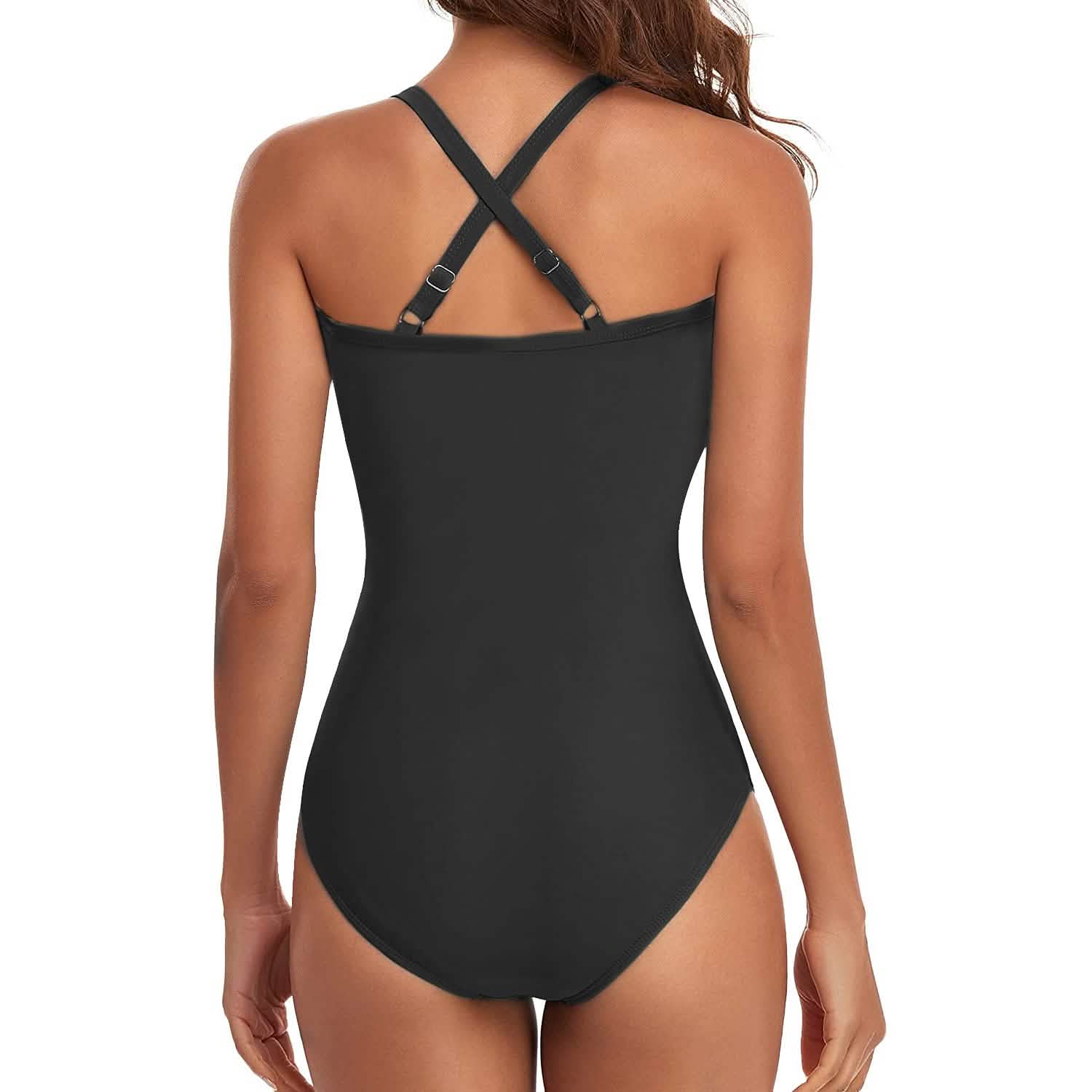 Maillot de bain une pièce taille haute gainant pour femme avec découpe