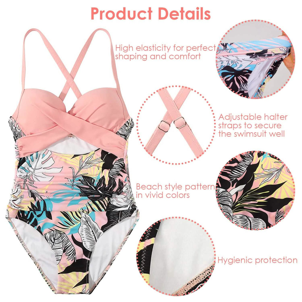 Maillot de bain une pièce taille haute gainant pour femme avec découpe