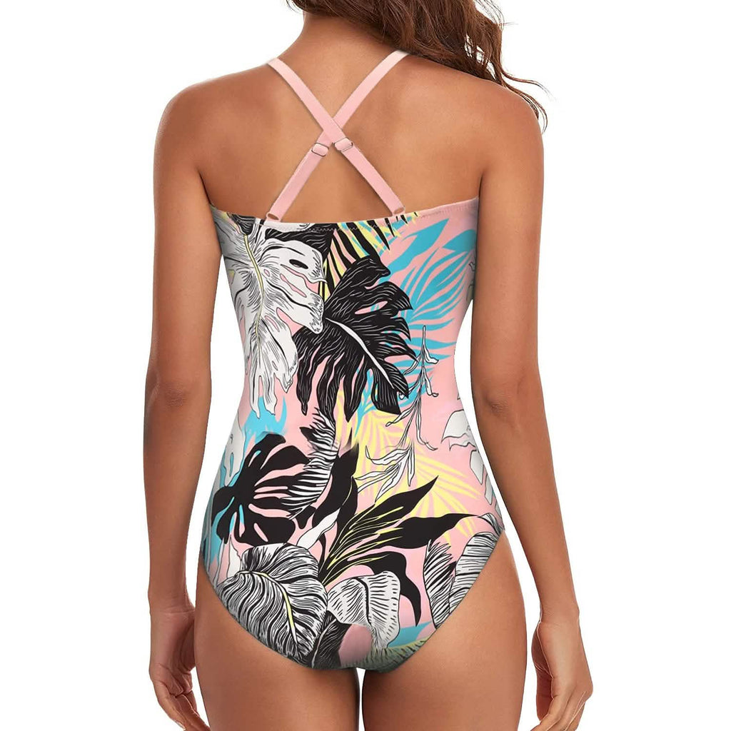 Maillot de bain une pièce taille haute gainant pour femme avec découpe