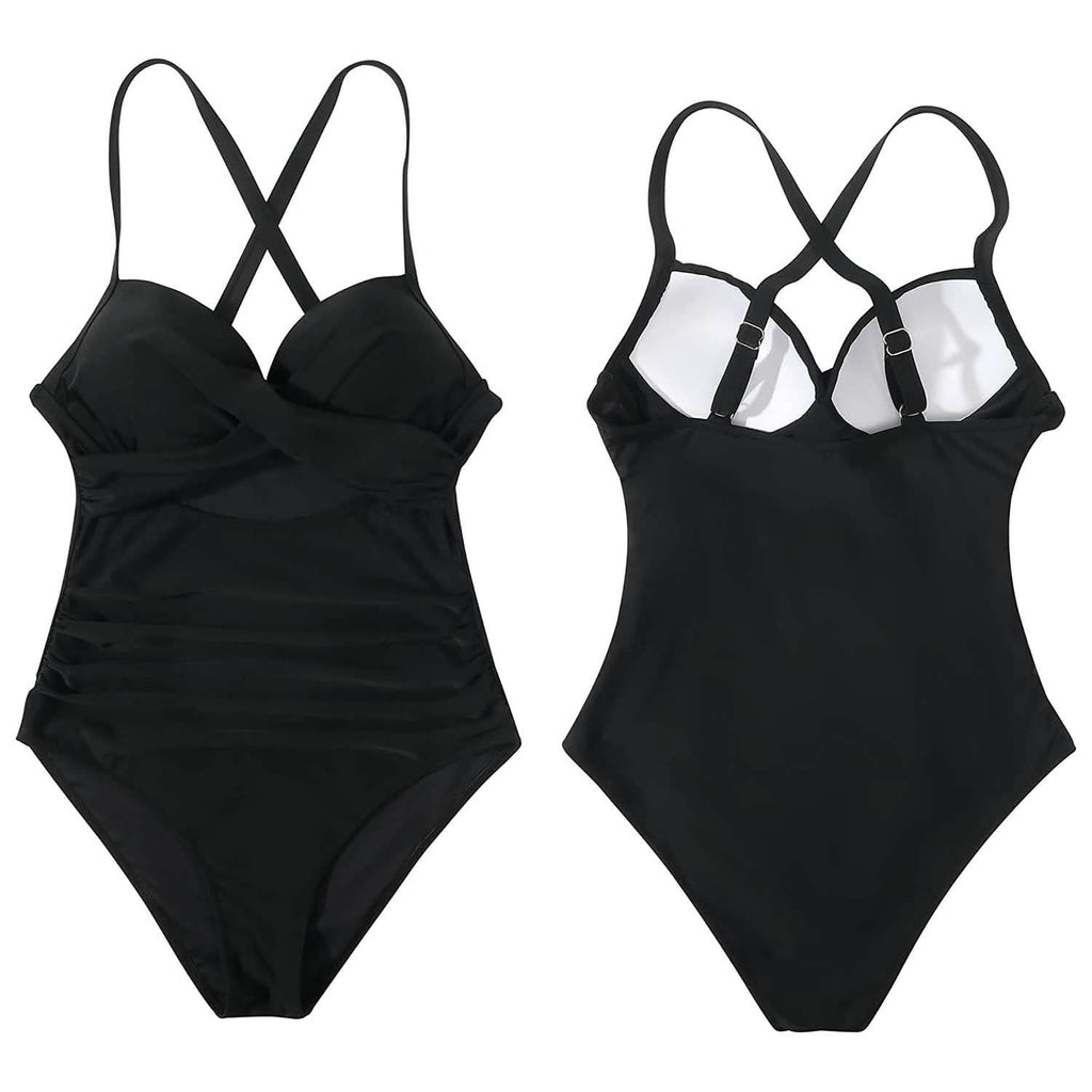 Maillot de bain une pièce taille haute gainant pour femme avec découpe