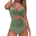 Maillot de bain une pièce taille haute gainant pour femme avec découpe